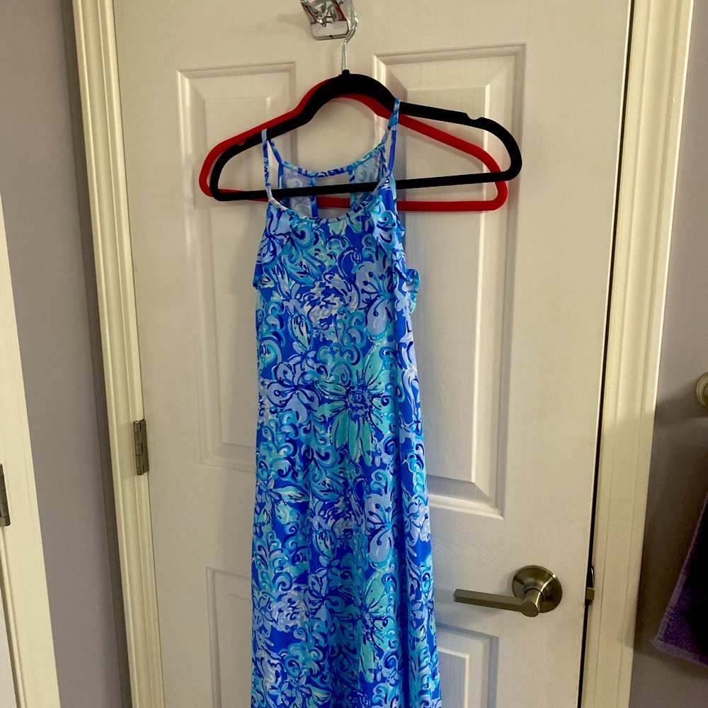 Net Billie halter dress. Cute ruffle detail size large